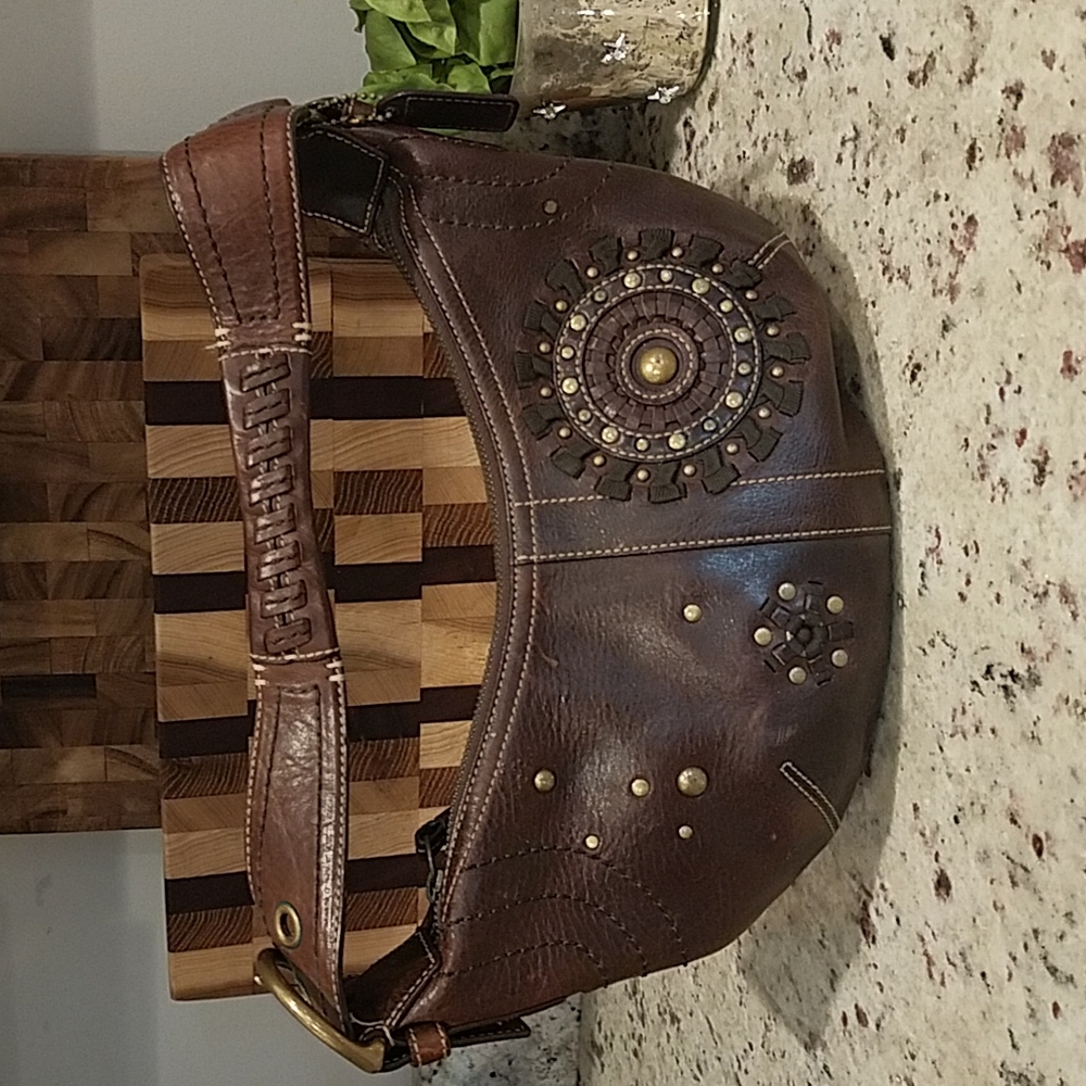 Coach brown leather shoulder purse